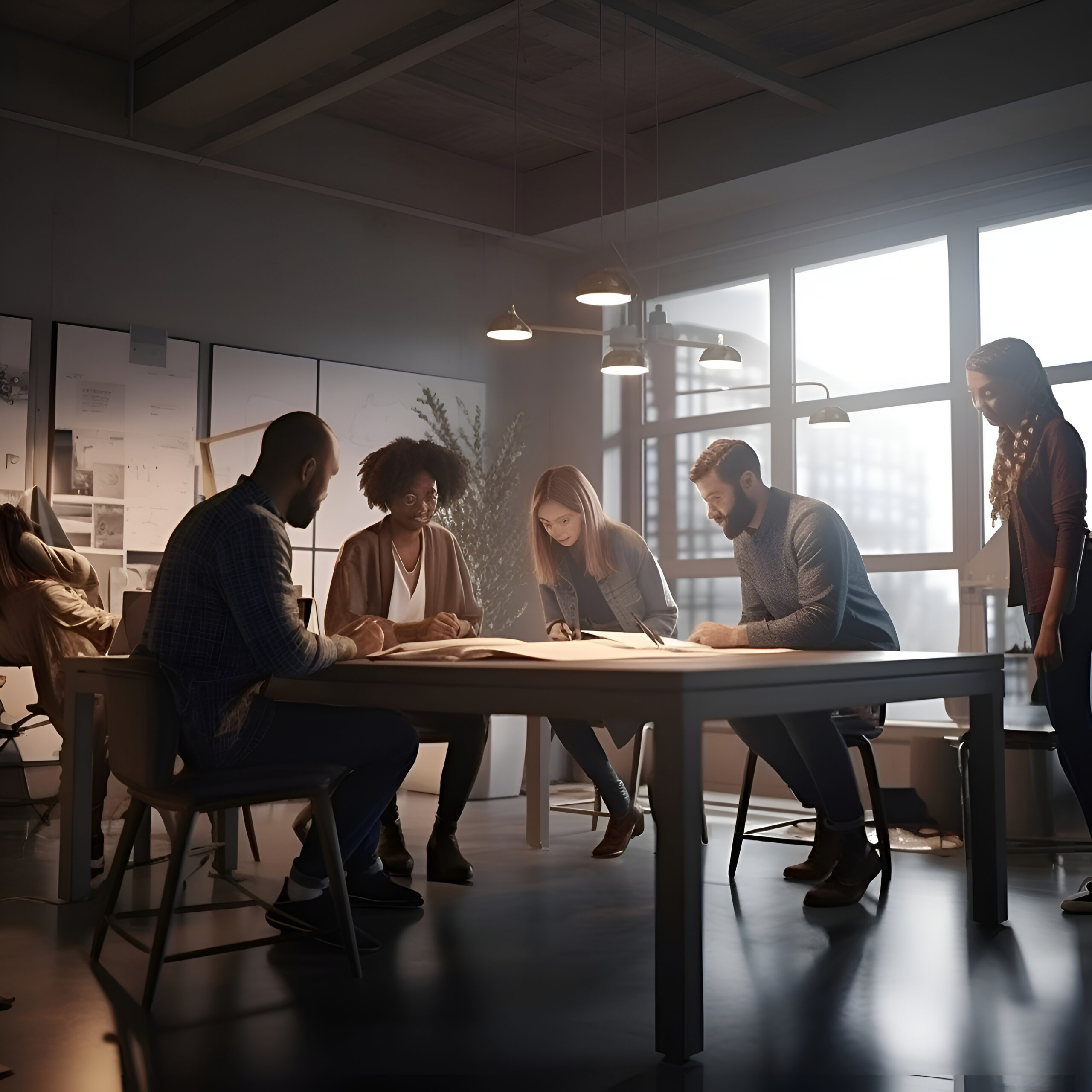 Group of diverse business people working together in a modern office. Teamwork concept